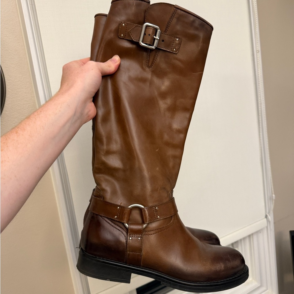 Brown Leather Knee-High Boots
